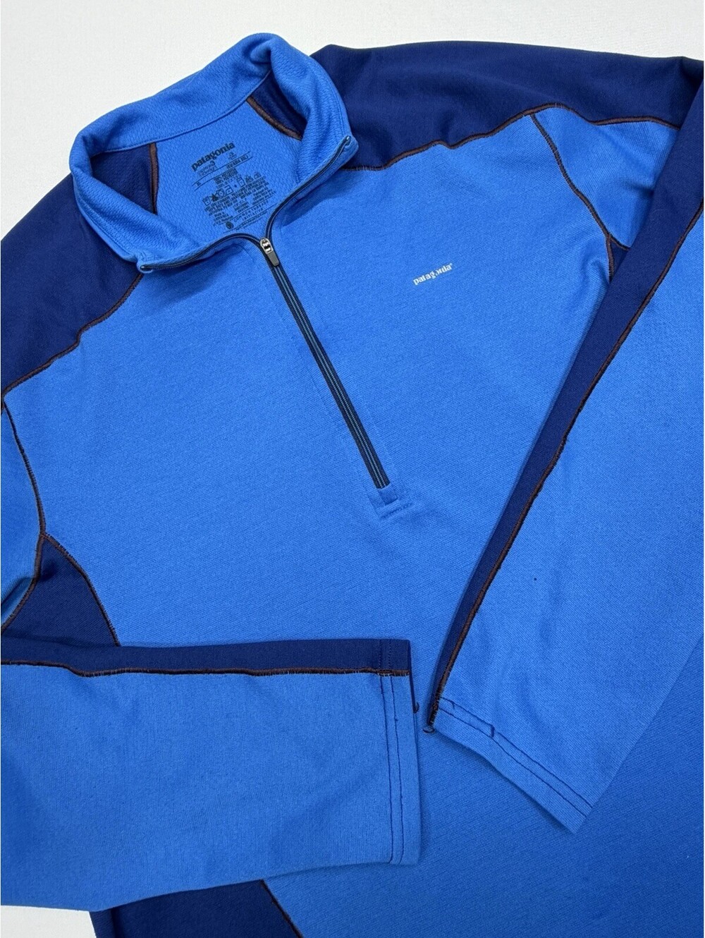 Patagonia Capilene 3 Midweight Mens XL Blue 1/4 Zip Base Layer Pullover *Flaws*
